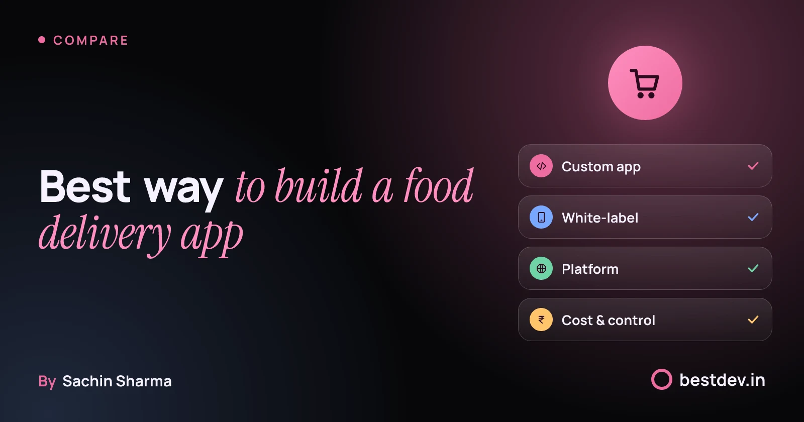 Food delivery app models: custom, white-label and platform, with cost and control factors