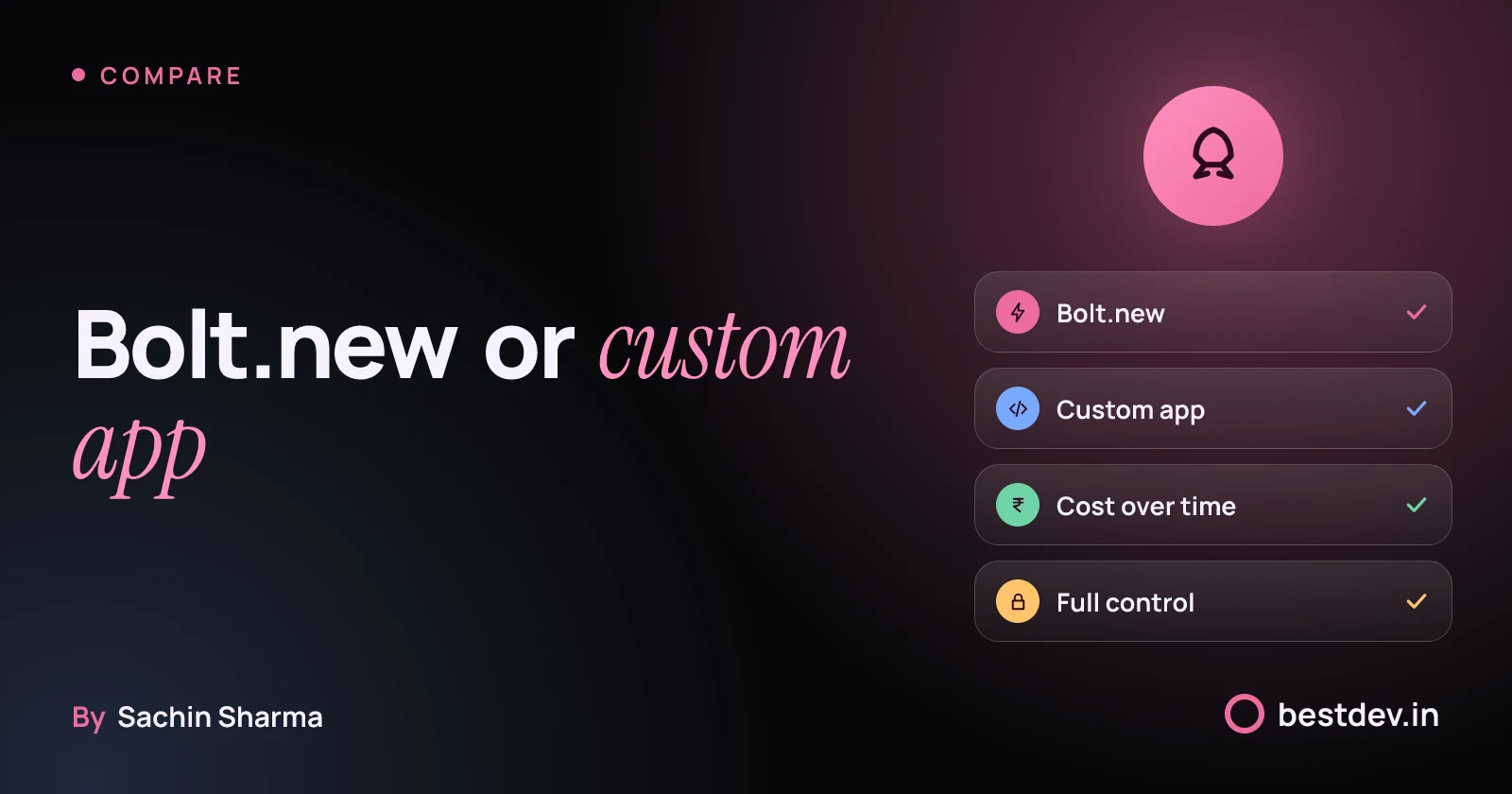 Two paths: Bolt.new for fast launch, custom app for full control and scalability