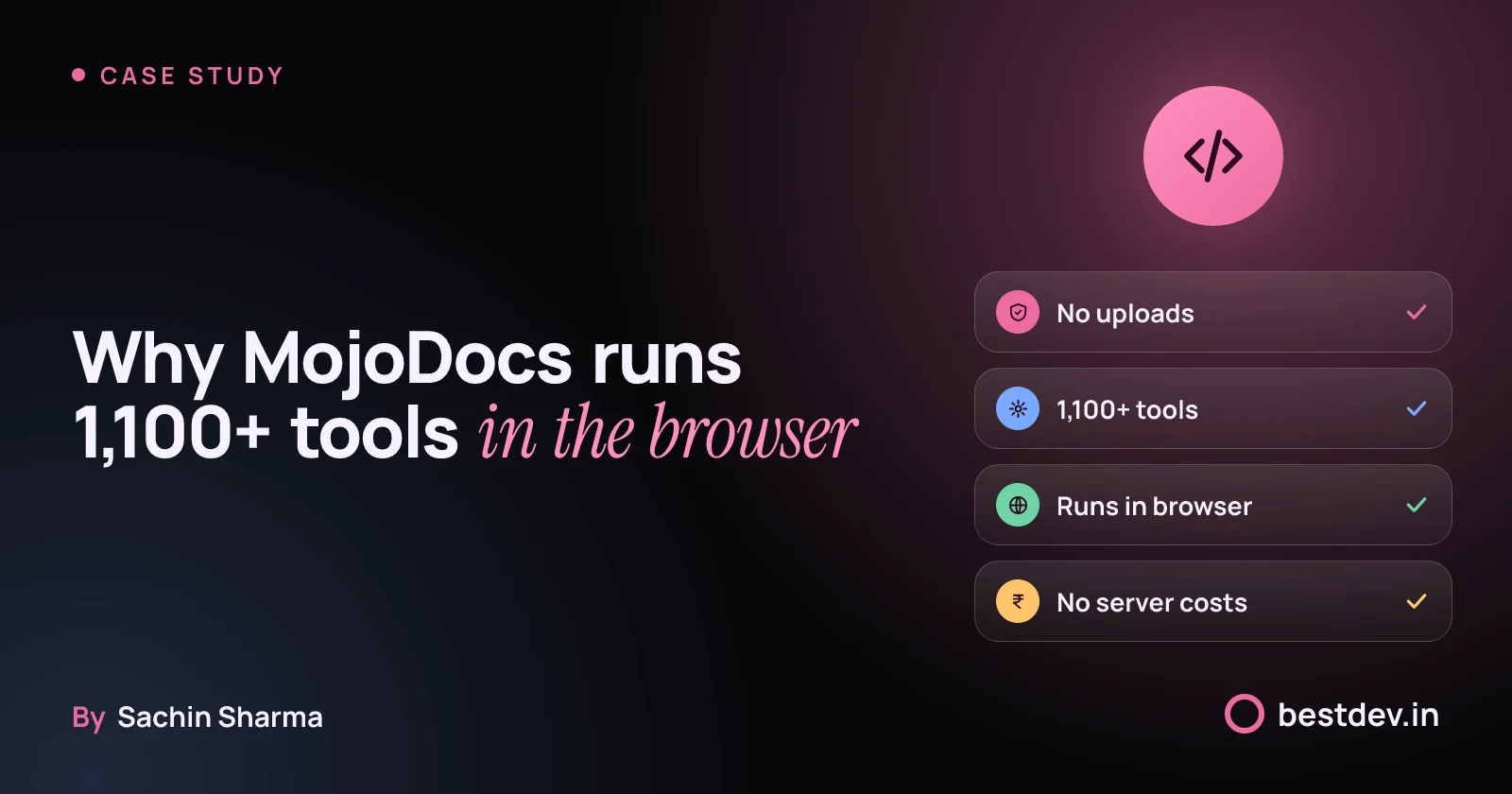 MojoDocs runs over 1,100 tools directly in the browser with no uploads or server fees