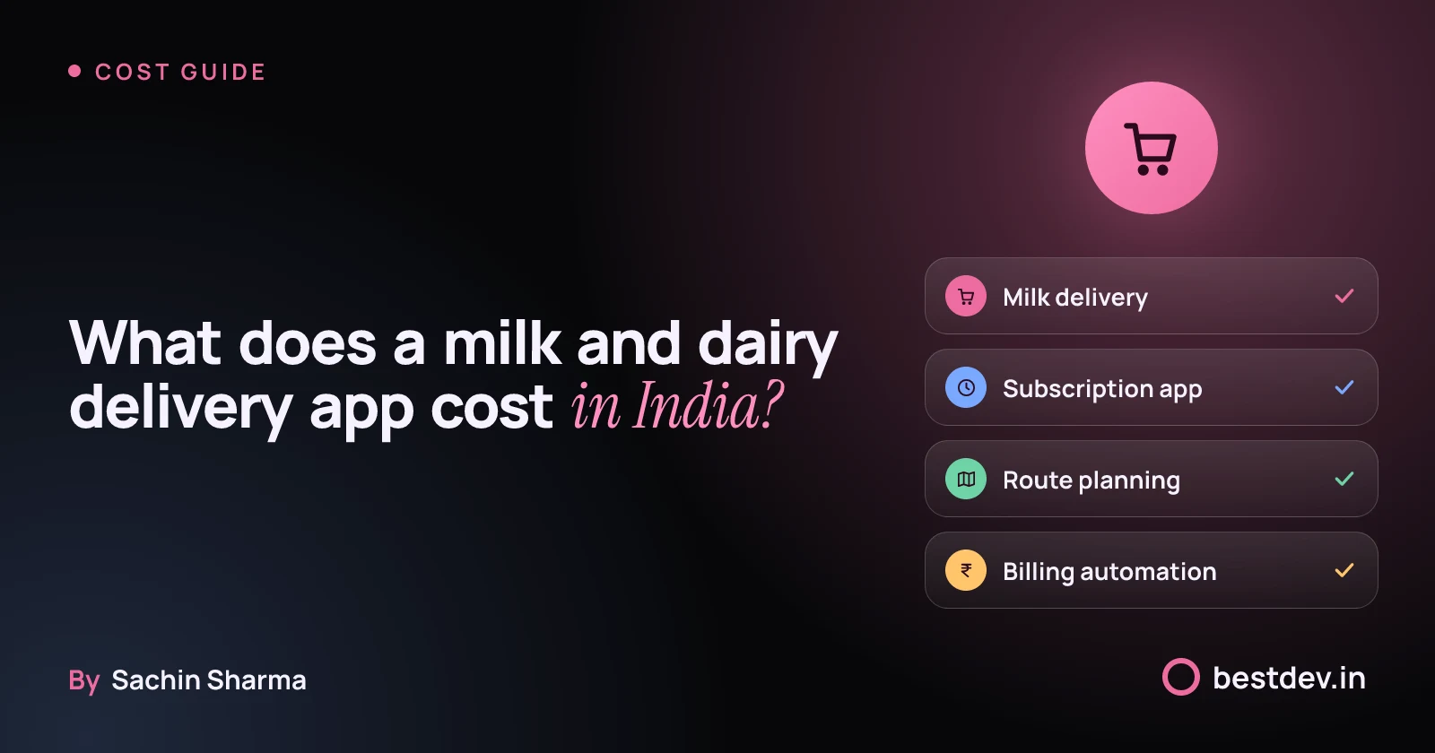 Premium artwork showing milk delivery app with subscription, route and billing features