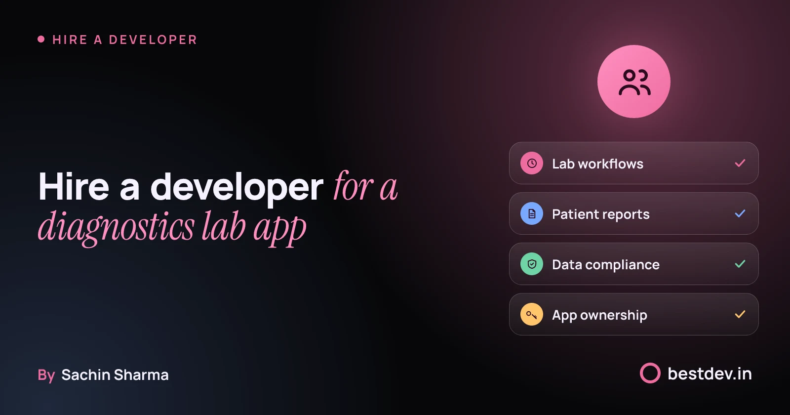 A diagnostics lab app managing patient data, reports, and compliance