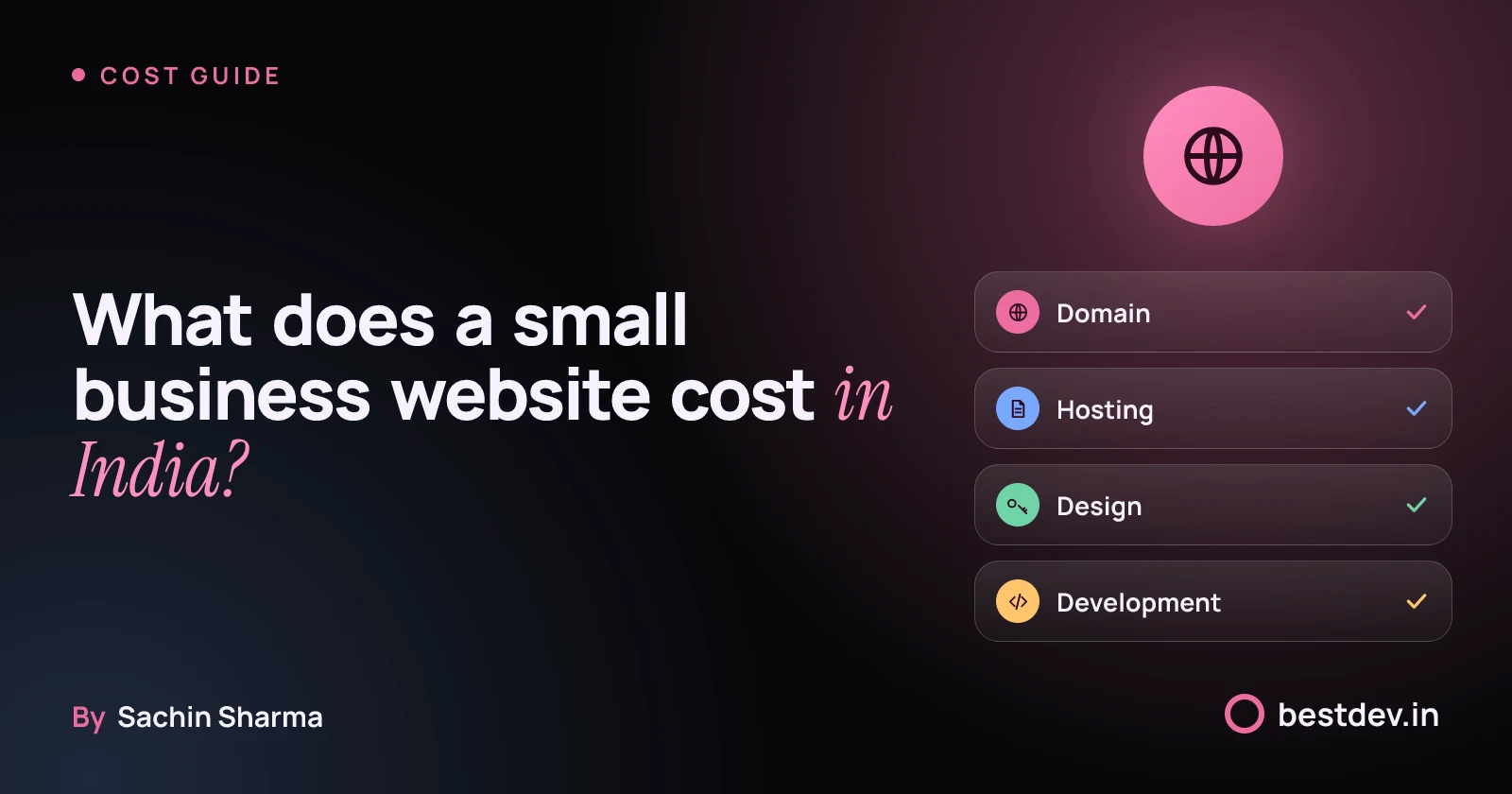 A small business website includes domain, hosting, design, and development